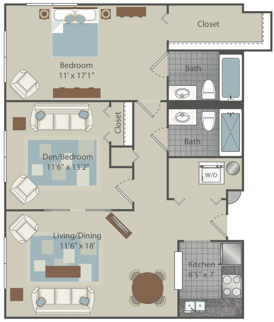 Clear Creek Commons Apartments_Golden CO_Floor Plan_Two Bedroom Two Bathroom_Washington Boulevard Clear Creek Commons Apartments_Golden CO_Floor Plan_Two Bedroom Two Bathroom_Washington Boulevard